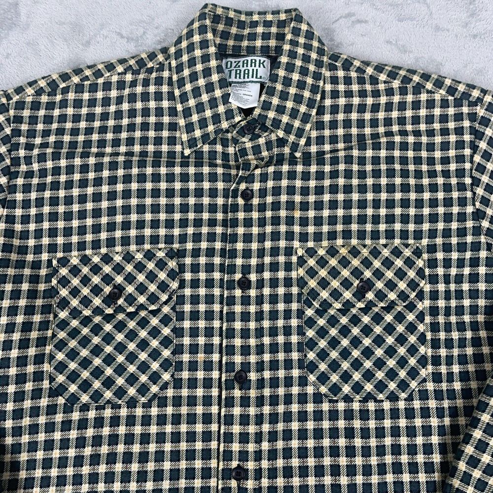 VTG‎ Ozark Trail Quilted Lined Flannel Long Sleeve Shirt Jacket Size Large